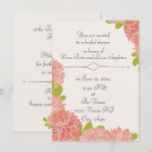 Invitation Wedding shower nuptial avec Dahlias rose Dusty (Devant / Derrière)