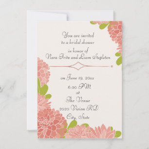 Invitation Wedding shower nuptial avec Dahlias rose Dusty