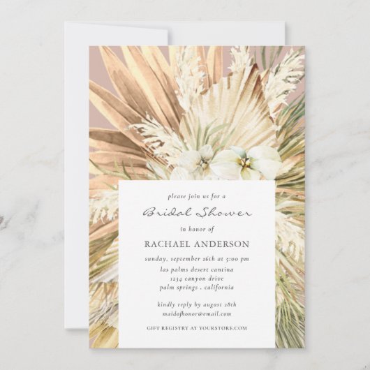 Invitation Wedding shower nuptial moderne de la Pampas Grass (Devant)