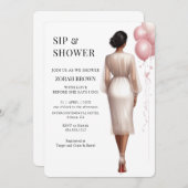 Invitation Wedding shower nuptial rose moderne chic (Devant / Derrière)