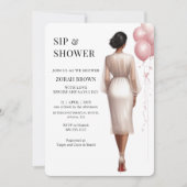 Invitation Wedding shower nuptial rose moderne chic (Devant)