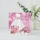 Invitation Wedding shower nuptiale Jolie robe rose blanche (Debout devant)