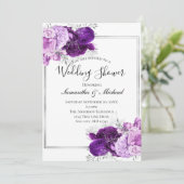 Invitation Wedding shower officiel élégant en argent violet (Debout devant)