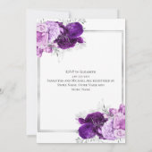 Invitation Wedding shower officiel élégant en argent violet (Dos)