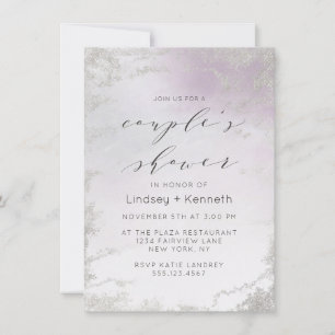 Invitation Wedding shower Ombre Lumière violet argenté