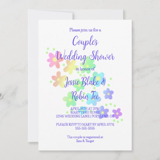 Invitation Wedding shower Rainbow Flowers (Devant)