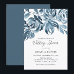 Invitation Wedding shower Rose d'hiver<br><div class="desc">Famille d'Invitations et amis à votre événement avec cette invitation wedding shower élégante et fantaisiste. Il présente des illustrations aquarelle de roses bleus et des feuillages à la typographie simple. Personnalisez en ajoutant les noms, la date, l'heure, le lieu et d'autres détails de l'événement. Vous pouvez même changer l'image arrière...</div>