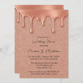 Invitation Wedding shower rose Parties scintillant or & Lecte (Devant / Derrière)