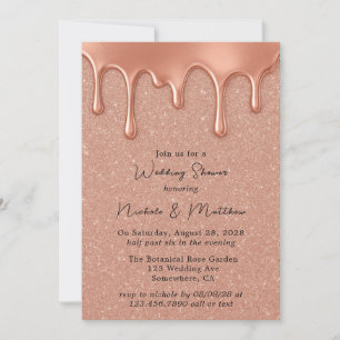 Invitation Wedding shower rose Parties scintillant or & Lecte