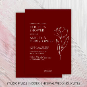Invitation Wedding shower rouge de Crimson floral tiré modern