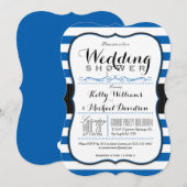 Invitation Wedding shower Royal Blue & White Couples (Devant / Derrière)