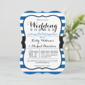 Invitation Wedding shower Royal Blue & White Couples (Debout devant)