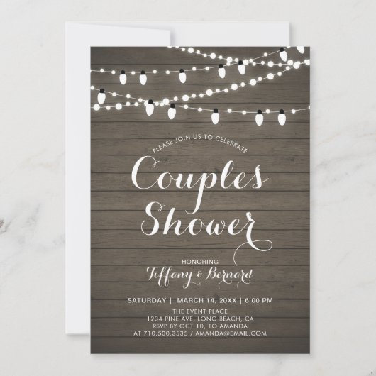 Invitation Wedding shower Rustic Wood Couples (Devant)