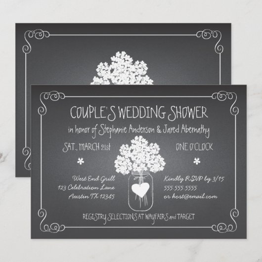 Invitation Wedding shower rustique de couples de pot de maçon (Devant / Derrière)