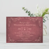 Invitation Wedding shower rustique rouge foncé (Debout devant)