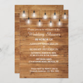 Invitation Wedding shower simple en bois rustique (Devant / Derrière)