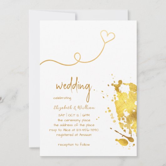 Invitation Wedding shower simple Gold Foil (Devant)