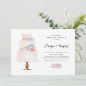 Invitation Wedding shower Succulent de gâteau rose pâle (Debout devant)