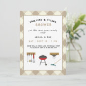 Invitation Wedding shower Tan Invit pour les couples de grill (Debout devant)