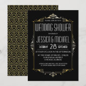 Invitation Wedding shower thématique des années 20 | Style Ar (Devant / Derrière)
