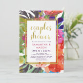 Invitation Wedding shower tropical coloré de couples (Debout devant)