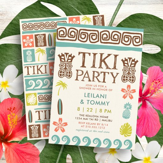 Invitation Wedding shower Tropical du Parti Retro Tiki
