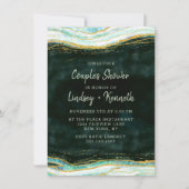 Invitation Wedding shower turquoise d'Agate Vert & Or Couple (Devant)
