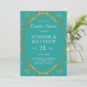 Invitation Wedding shower Turquoise et Gold (Debout devant)