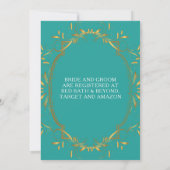 Invitation Wedding shower Turquoise et Gold (Dos)
