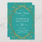 Invitation Wedding shower Turquoise et Gold (Devant / Derrière)