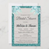 Invitation Wedding shower - Turquoise Rustic Bling (Devant)