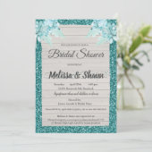 Invitation Wedding shower - Turquoise Rustic Bling (Debout devant)