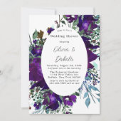 Invitation Wedding shower végétal Turquoise et pourpre (Devant)