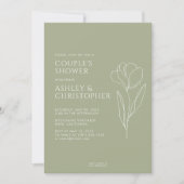 Invitation Wedding shower vert de la zone fleurie dessinée mo (Devant)