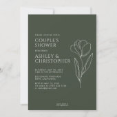 Invitation Wedding shower vert de mousse florale dessinée mod (Devant)
