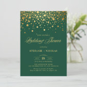 Invitation Wedding shower vert Faux Gold Foil Confetti Dots (Debout devant)