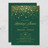 Invitation Wedding shower vert Faux Gold Foil Confetti Dots (Devant / Derrière)
