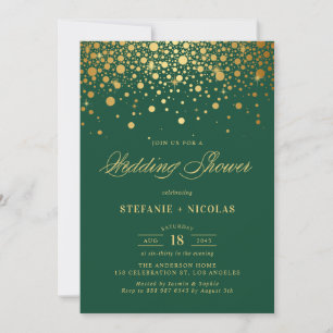 Invitation Wedding shower vert Faux Gold Foil Confetti Dots