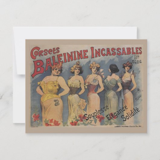 Invitation Wedding shower Vintage de lingerie française (Devant)