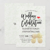 Invitation Wedding shower Vintage d'huile d'ananas Couple d'a (Devant / Derrière)