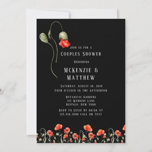 Invitation Wedding shower vintage Truck Red Poppie (Devant)