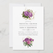 Invitation Wedding shower Vintage violet et or (Devant)