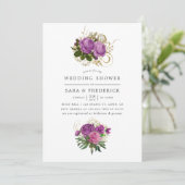 Invitation Wedding shower Vintage violet et or (Debout devant)