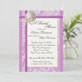 Invitation Wedding shower violet à thème Océan (Debout devant)