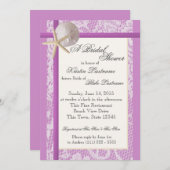 Invitation Wedding shower violet à thème Océan (Devant / Derrière)