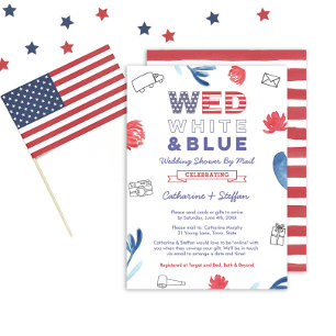 Invitation Wedding shower virtuel bleu mer par courrier