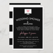 Invitation Wedding shower virtuel de l'ordinateur rose noir (Devant / Derrière)