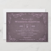 Invitation Wedding shower viticole violet de prune rustique (Devant)