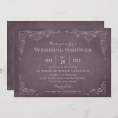 Invitation Wedding shower viticole violet de prune rustique (Devant / Derrière)
