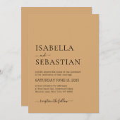 Invitation Wedding Simple Burly Wood (Devant / Derrière)